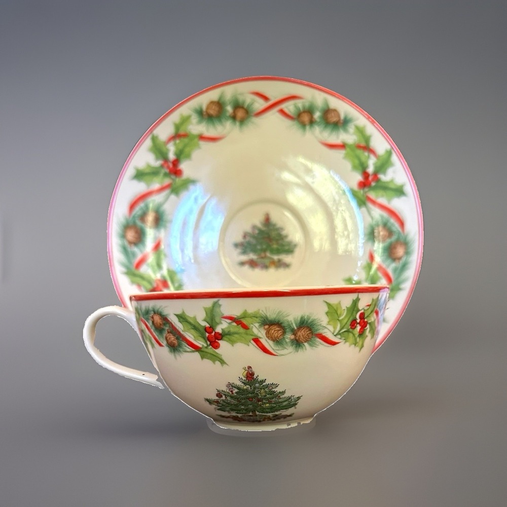 Spode CHRISTMAS TREE 2010 Annual Collection Oversize Cup & Saucer EUC